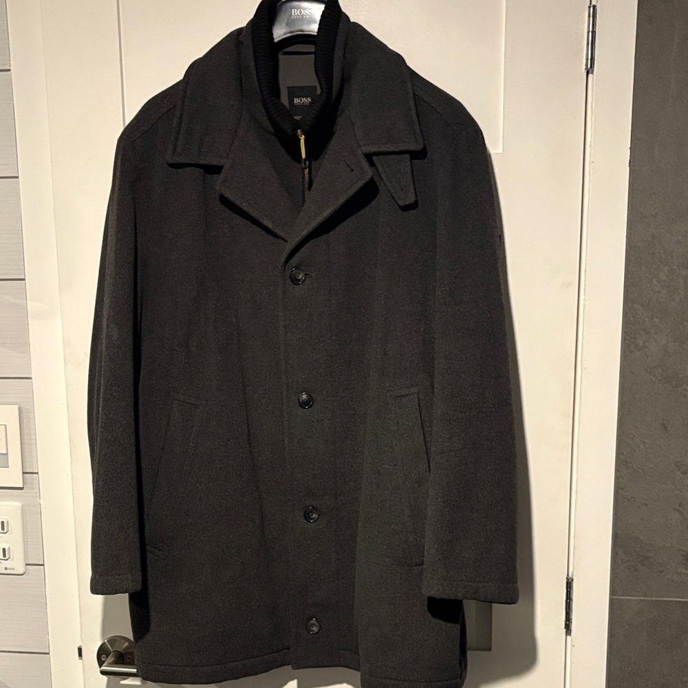 BOSS Men's Charcoal Pea Coat